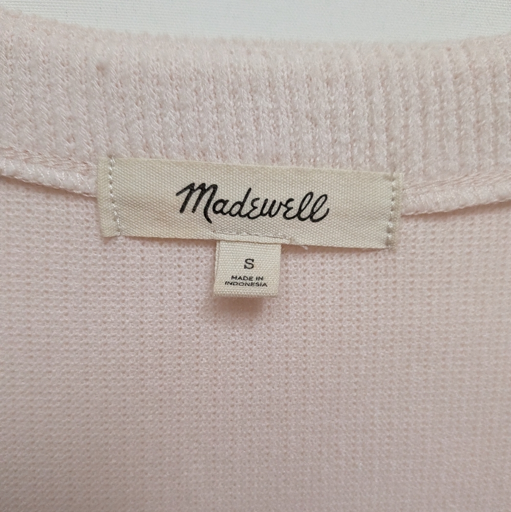 Madewell Cream Ottoman Ribbed Cardigan Sweater With Floral Buttons Size Small - Picture 5 of 13